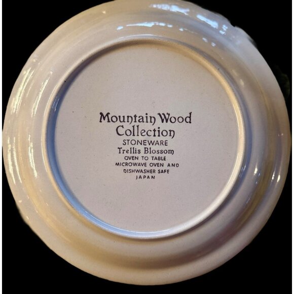 Mountain Wood Collection Stoneware Trellis Blossom 10.5" Dinner Plates 5 - Picture 6 of 11